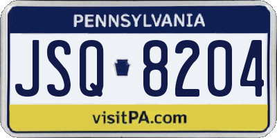 PA license plate JSQ8204