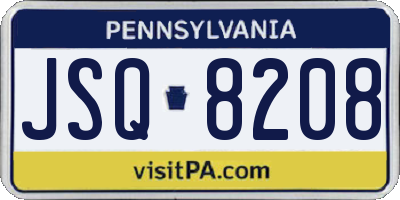 PA license plate JSQ8208