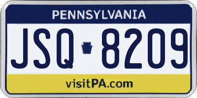PA license plate JSQ8209