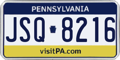 PA license plate JSQ8216