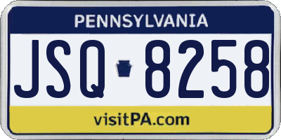 PA license plate JSQ8258