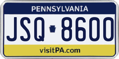 PA license plate JSQ8600