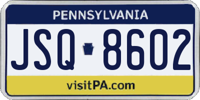 PA license plate JSQ8602