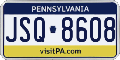 PA license plate JSQ8608