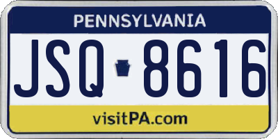 PA license plate JSQ8616