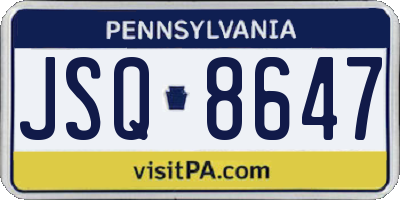 PA license plate JSQ8647