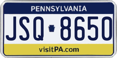 PA license plate JSQ8650