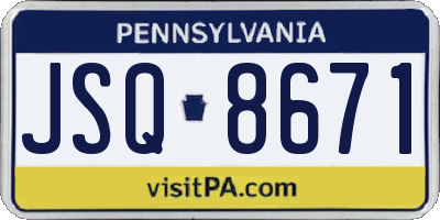 PA license plate JSQ8671
