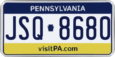PA license plate JSQ8680