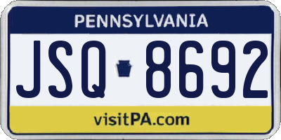 PA license plate JSQ8692