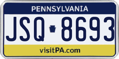 PA license plate JSQ8693