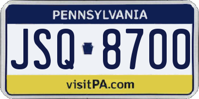 PA license plate JSQ8700