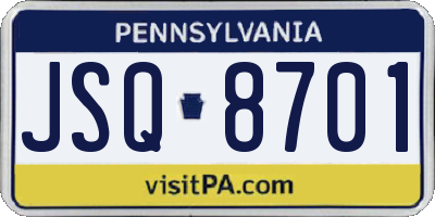 PA license plate JSQ8701