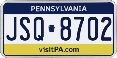 PA license plate JSQ8702