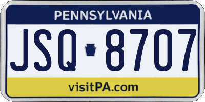 PA license plate JSQ8707