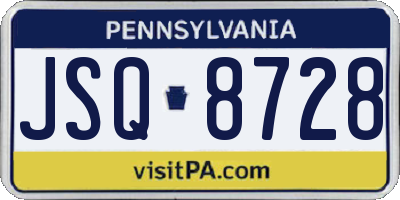 PA license plate JSQ8728