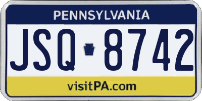 PA license plate JSQ8742