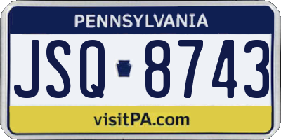 PA license plate JSQ8743