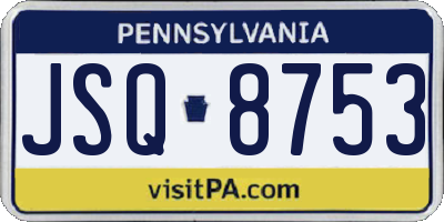 PA license plate JSQ8753