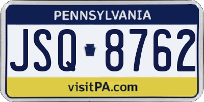 PA license plate JSQ8762