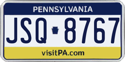 PA license plate JSQ8767
