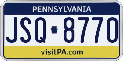 PA license plate JSQ8770