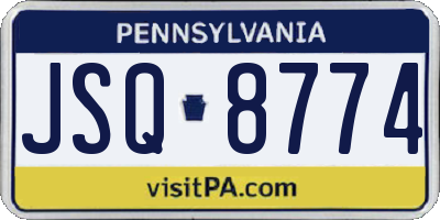 PA license plate JSQ8774