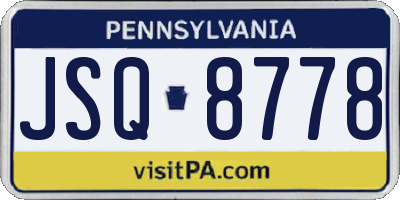 PA license plate JSQ8778