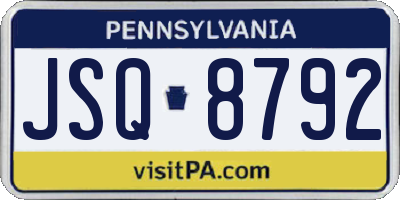 PA license plate JSQ8792