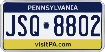 PA license plate JSQ8802