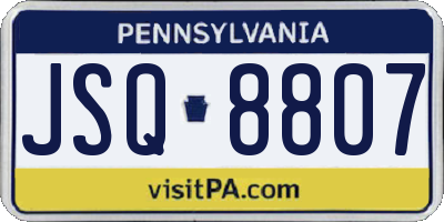 PA license plate JSQ8807