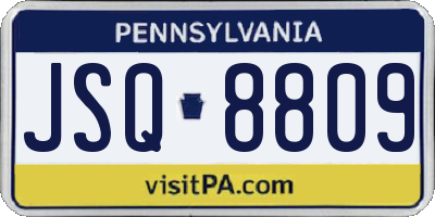 PA license plate JSQ8809