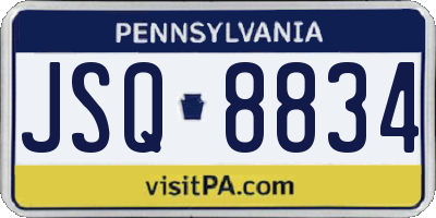 PA license plate JSQ8834