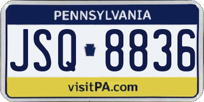 PA license plate JSQ8836