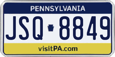 PA license plate JSQ8849