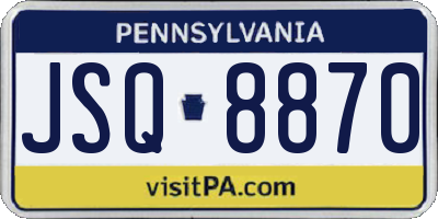 PA license plate JSQ8870