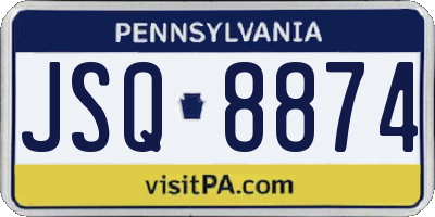 PA license plate JSQ8874