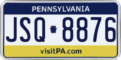 PA license plate JSQ8876