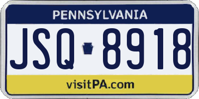 PA license plate JSQ8918