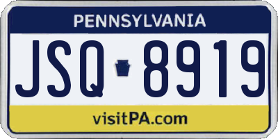 PA license plate JSQ8919