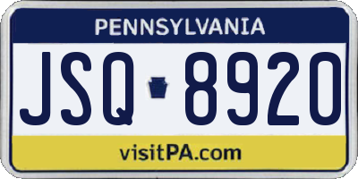 PA license plate JSQ8920