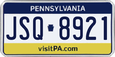 PA license plate JSQ8921