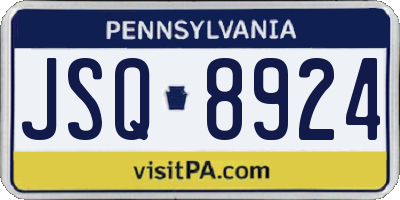 PA license plate JSQ8924