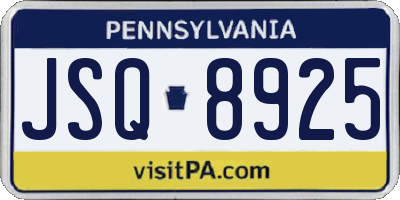 PA license plate JSQ8925