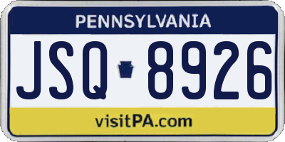 PA license plate JSQ8926