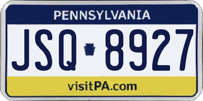 PA license plate JSQ8927