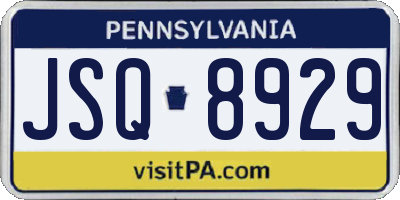 PA license plate JSQ8929