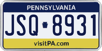 PA license plate JSQ8931