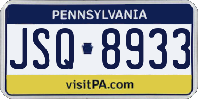 PA license plate JSQ8933