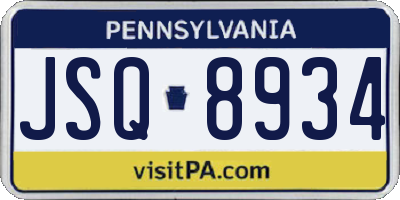 PA license plate JSQ8934